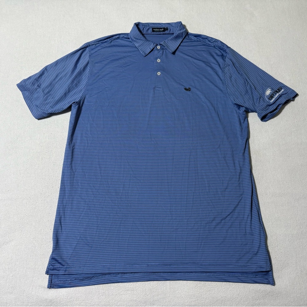 Southern‎ Marsh Mens XL Polo Shirt Blue Striped Performance Golf